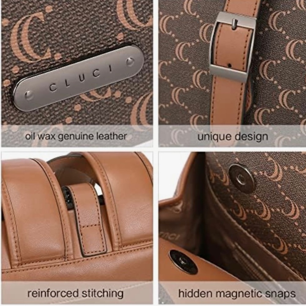 CLUCI Leather Laptop Backpack for Women 15.6 Inch Computer Travel Large Business - Picture 4 of 16